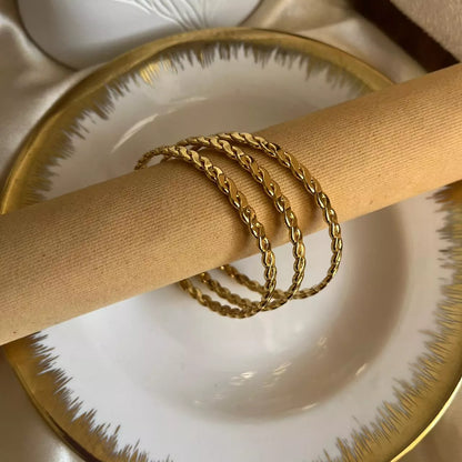 Chained Gold Bangle Set - Size 2’2