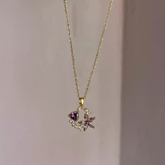 Lavender Heart Beauty Necklace