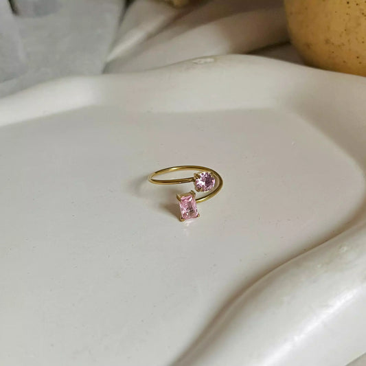 Block Round Ring- pink