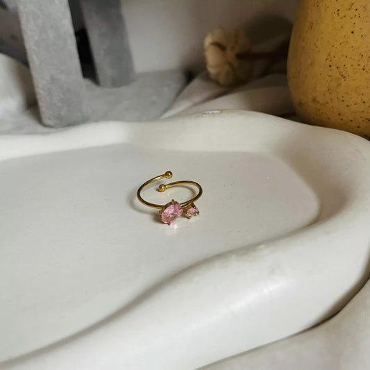 Double Ovva Crystal Ring- Pink