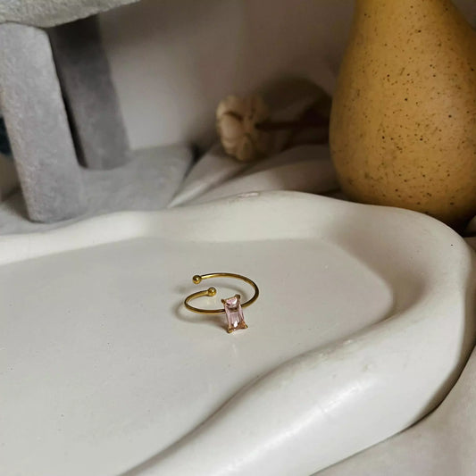 Rectangle Block Ring- Pink