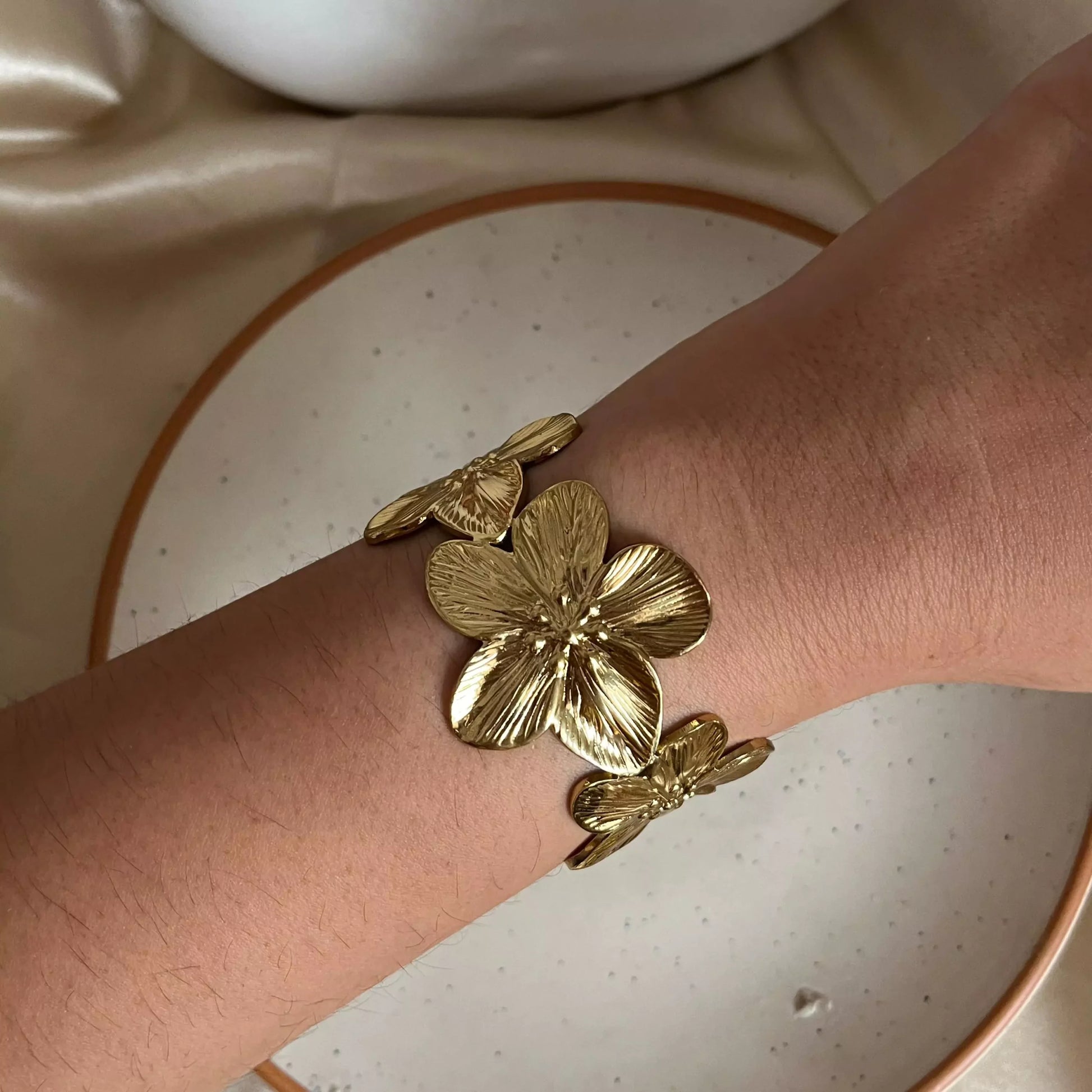 Flower Adjustable Cuff Bracelet