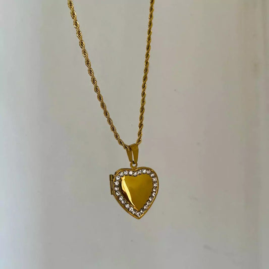 Studded Open Heart Necklace