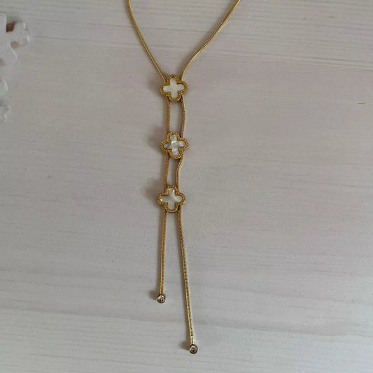 White Clovers Long Necklace
