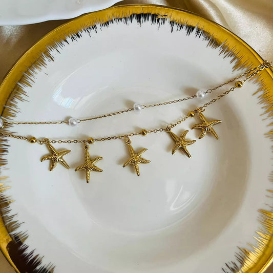 Starfish Charms Layered Bracelet