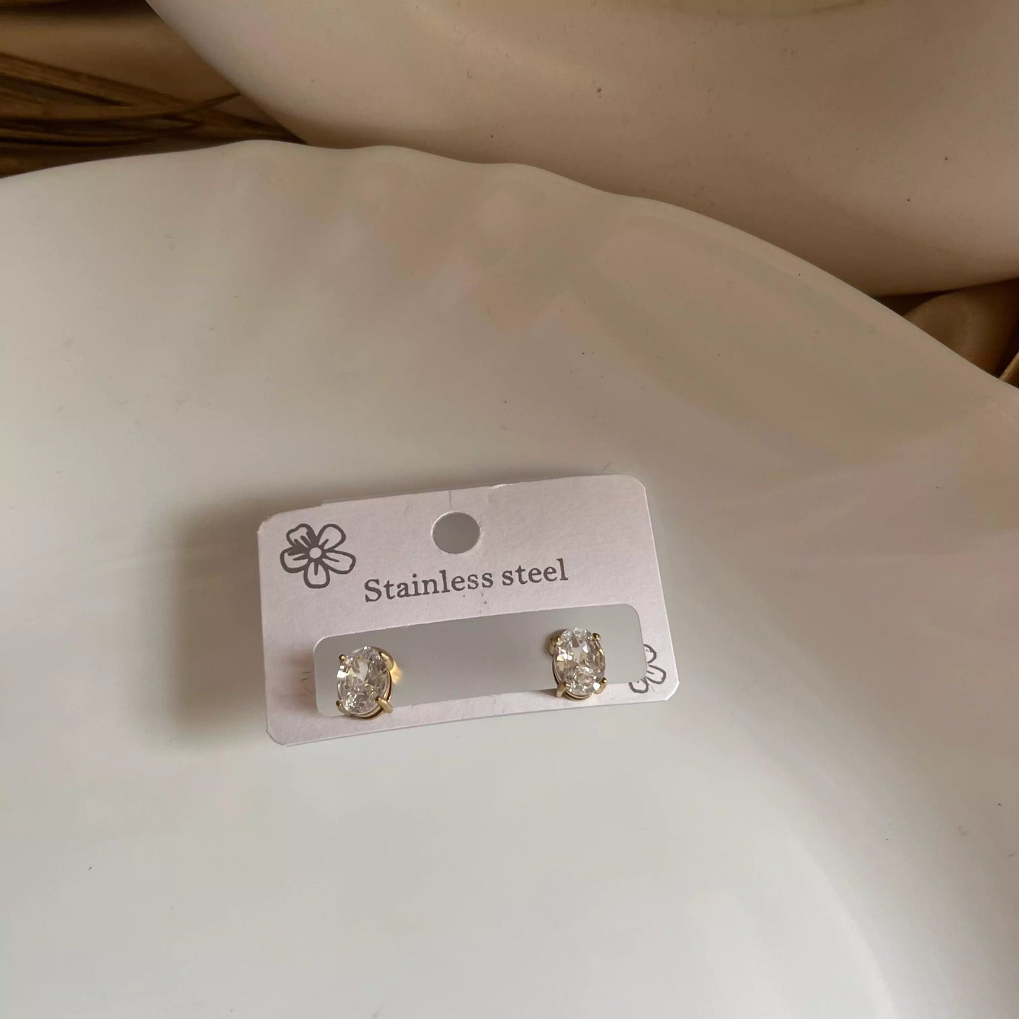 Oval Crystal Studs