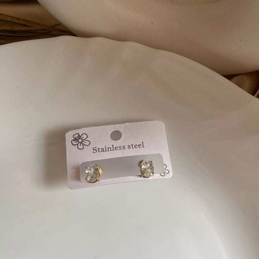 Oval Crystal Studs