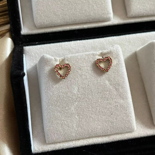 Heart Love Studs - Pink