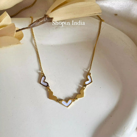 White Hearts Necklace