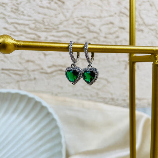 Silvi Emerald Heart Earrings