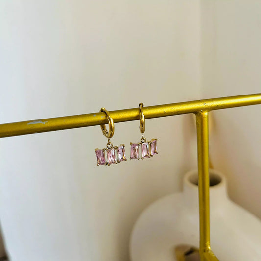 Triple Blocks Hoops - Pink