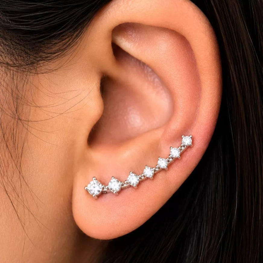 Studded Ear Climbers- silver