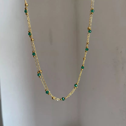 Emerald Stones Layered Necklaces