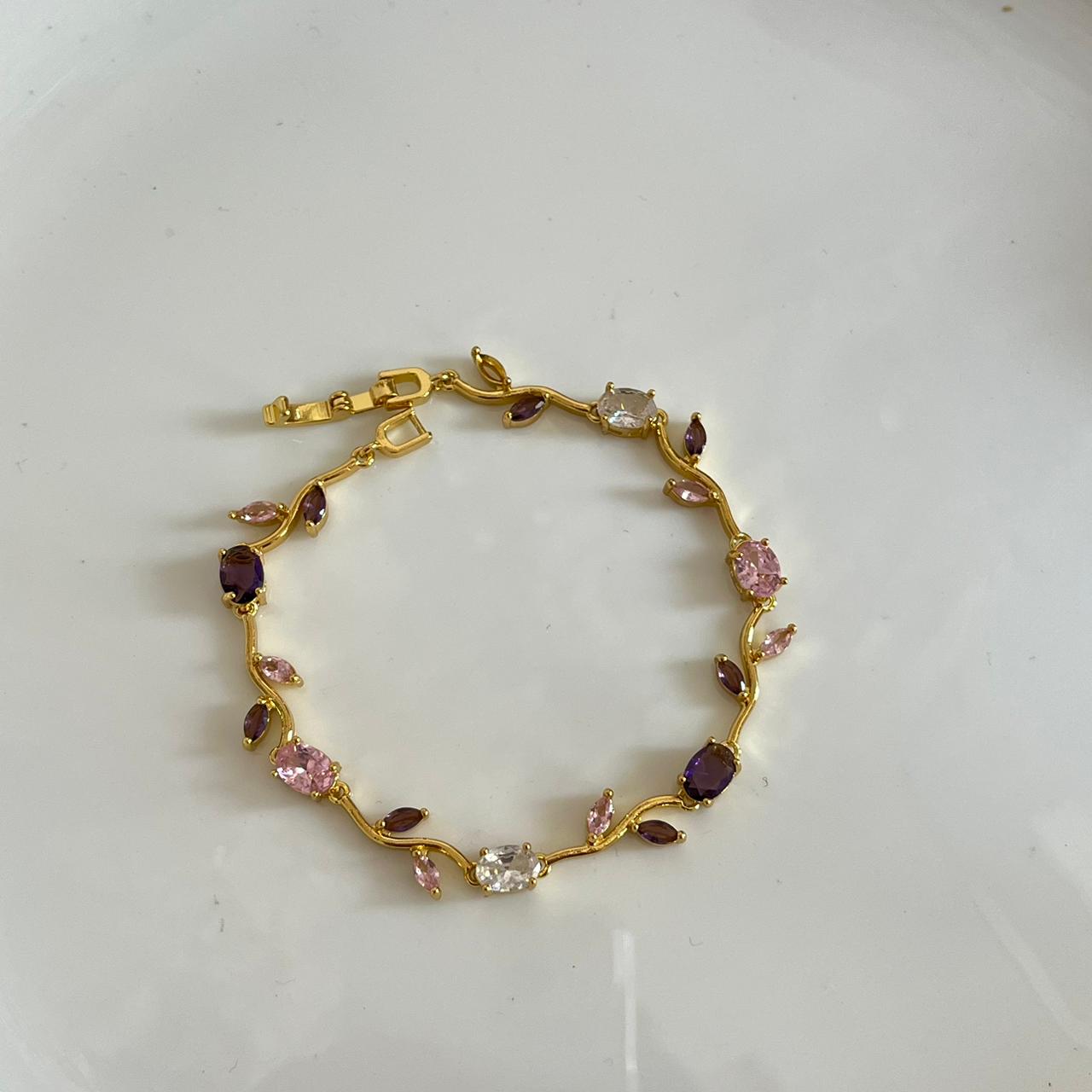Floral Bracelet- Pink White Purple