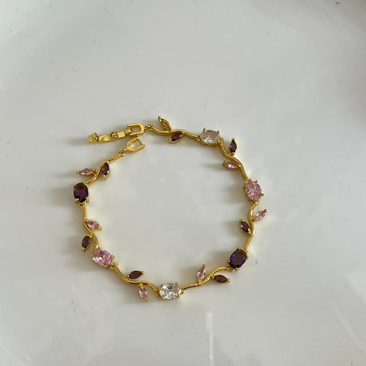 Floral Bracelet- Pink White Purple