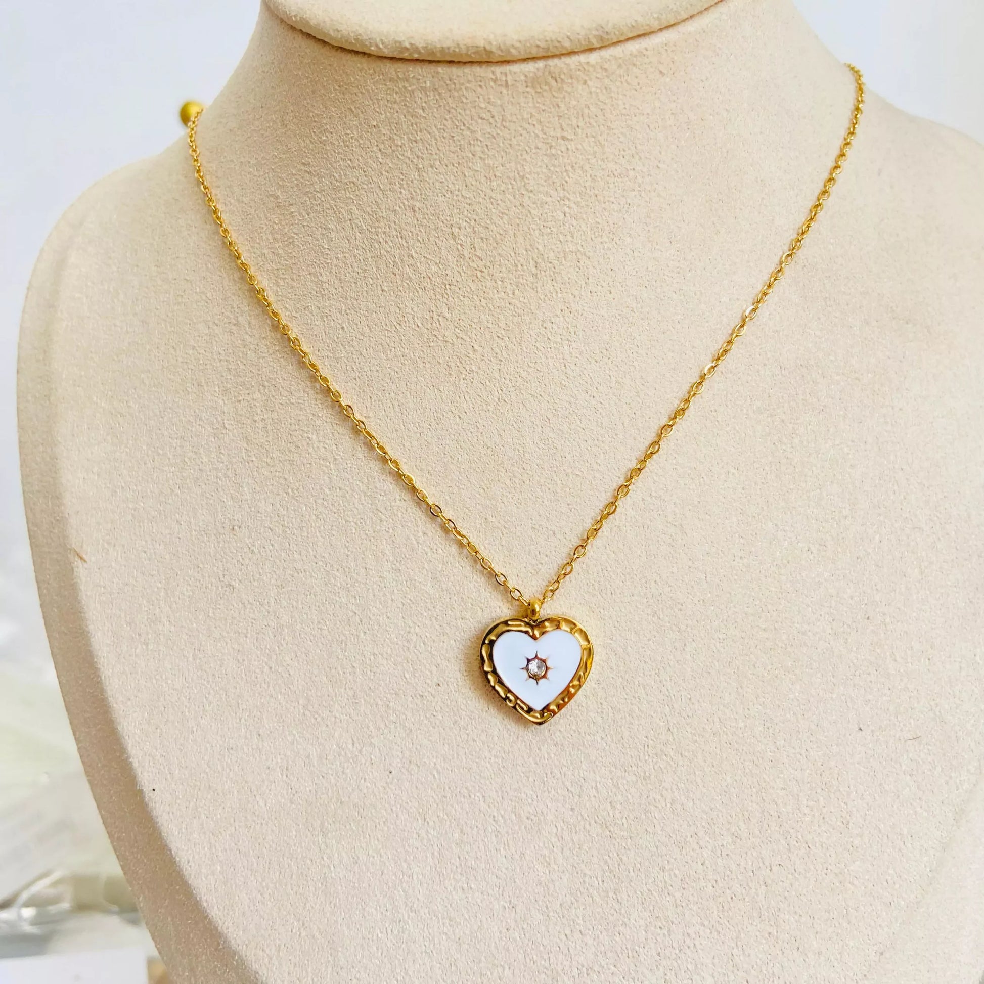 White Heart Necklace