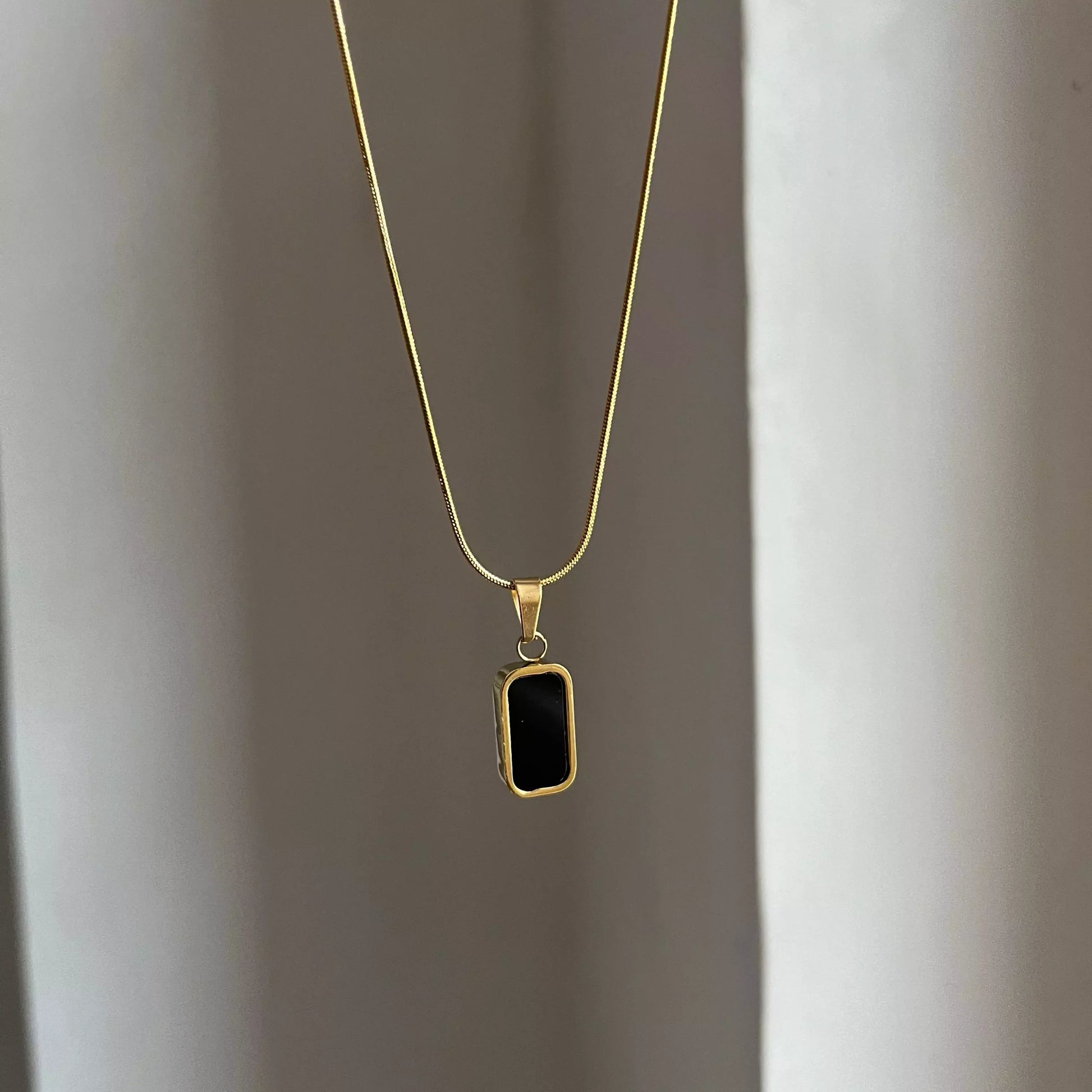 Reversible Gold Plated Block Necklace