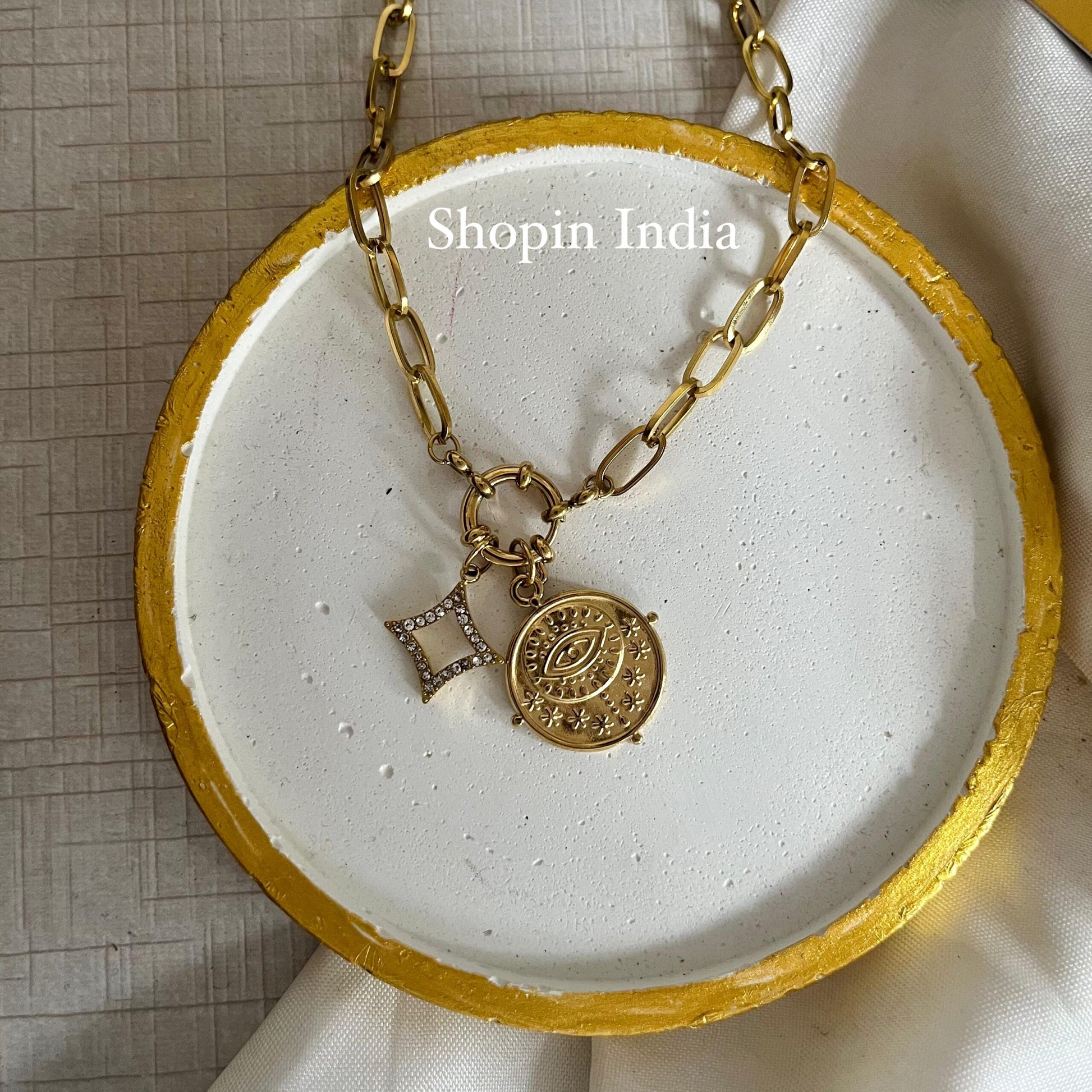 Multi Charms Linked Necklace- 4