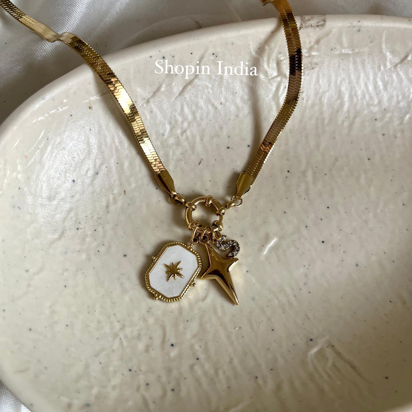 Multi Charms Linked Necklace- 2 (with Alphabet s)