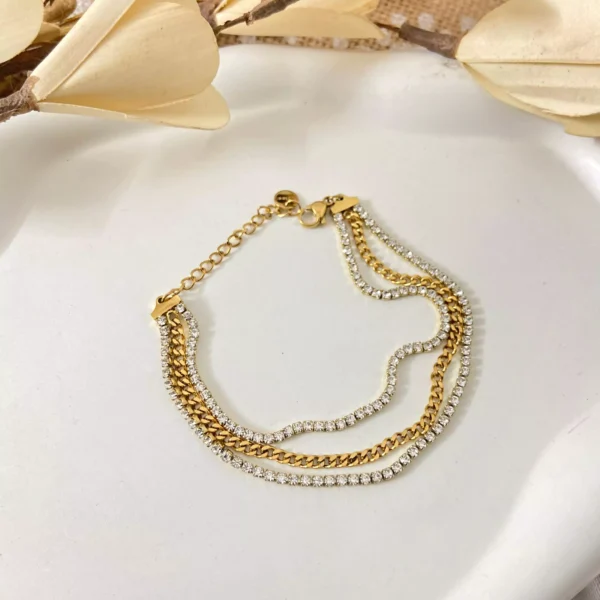 Studded Layered Chained Bracelet