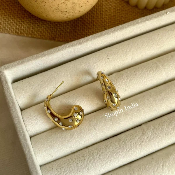 Studded Drop Earrings - Image 2