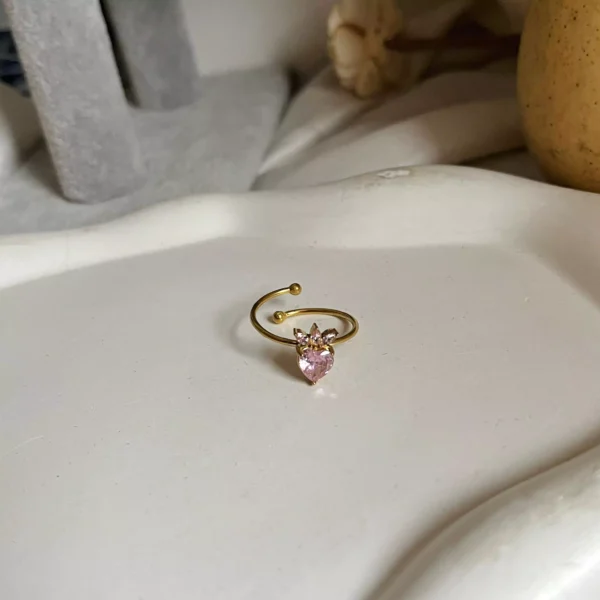 Crystal Strawberry Ring- Pink