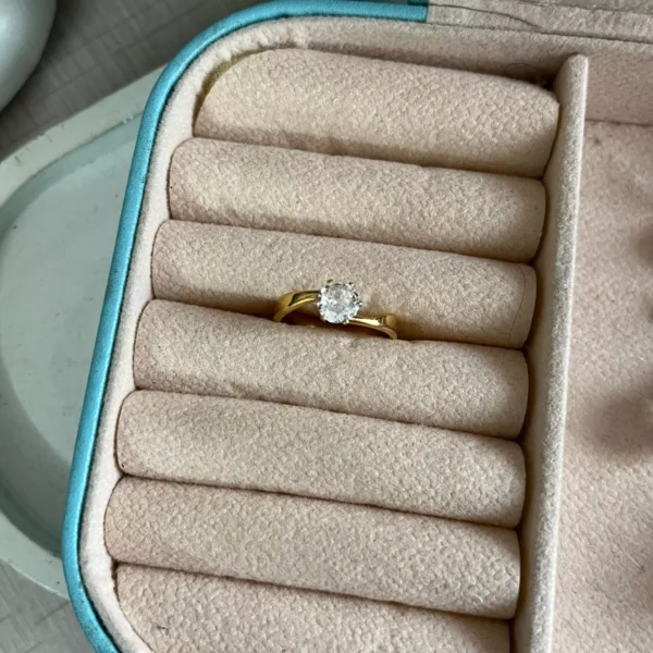 Solitaire Gold Ring- size 8 - Image 3