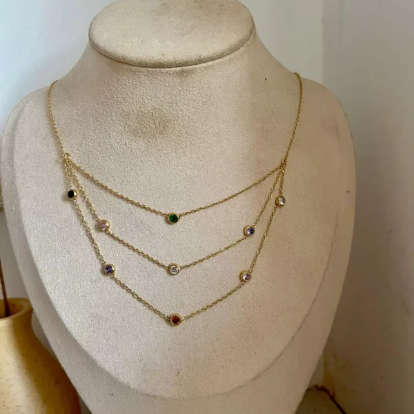 Zari Multi Stones Necklace - Image 2