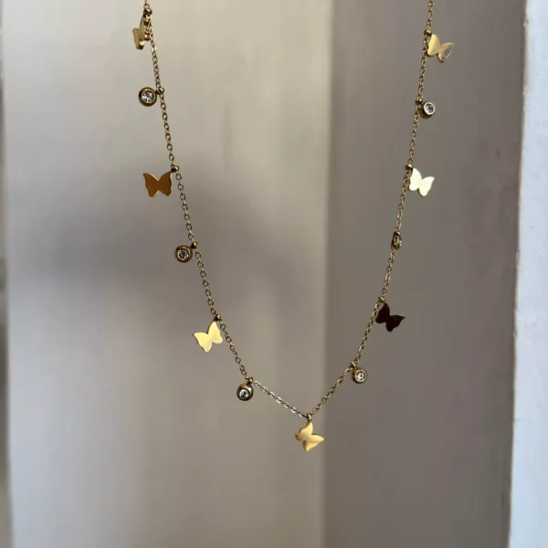 Butterfly Studs Necklace