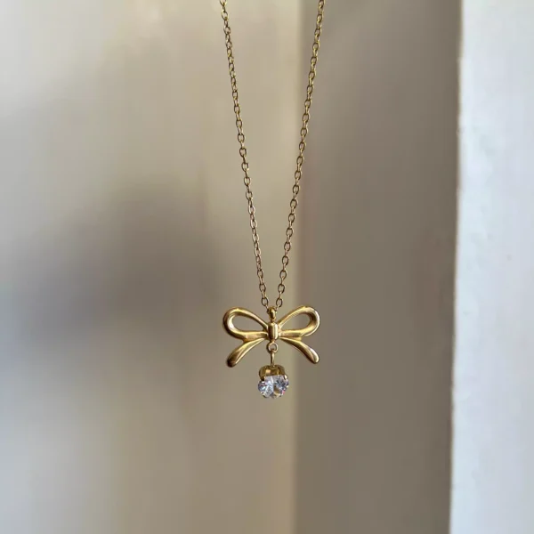 Bow Heart Necklace