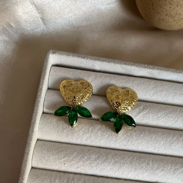 Heart Cyla Earrings - Green