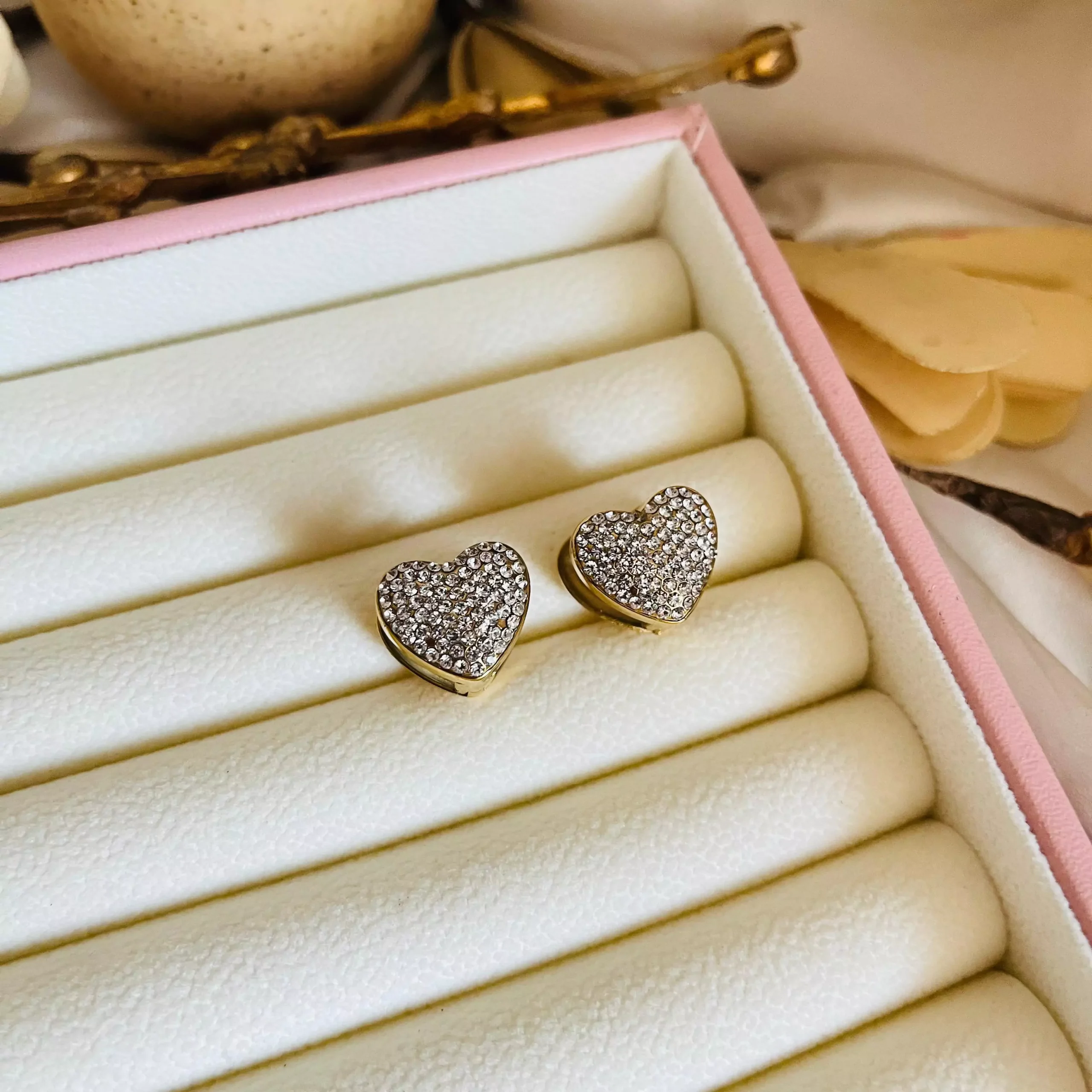 Studded Heart Hoops