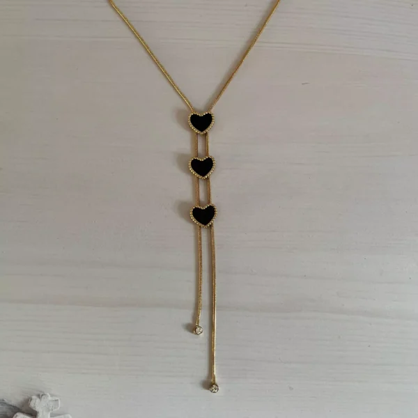 Black Hearts Long Necklace