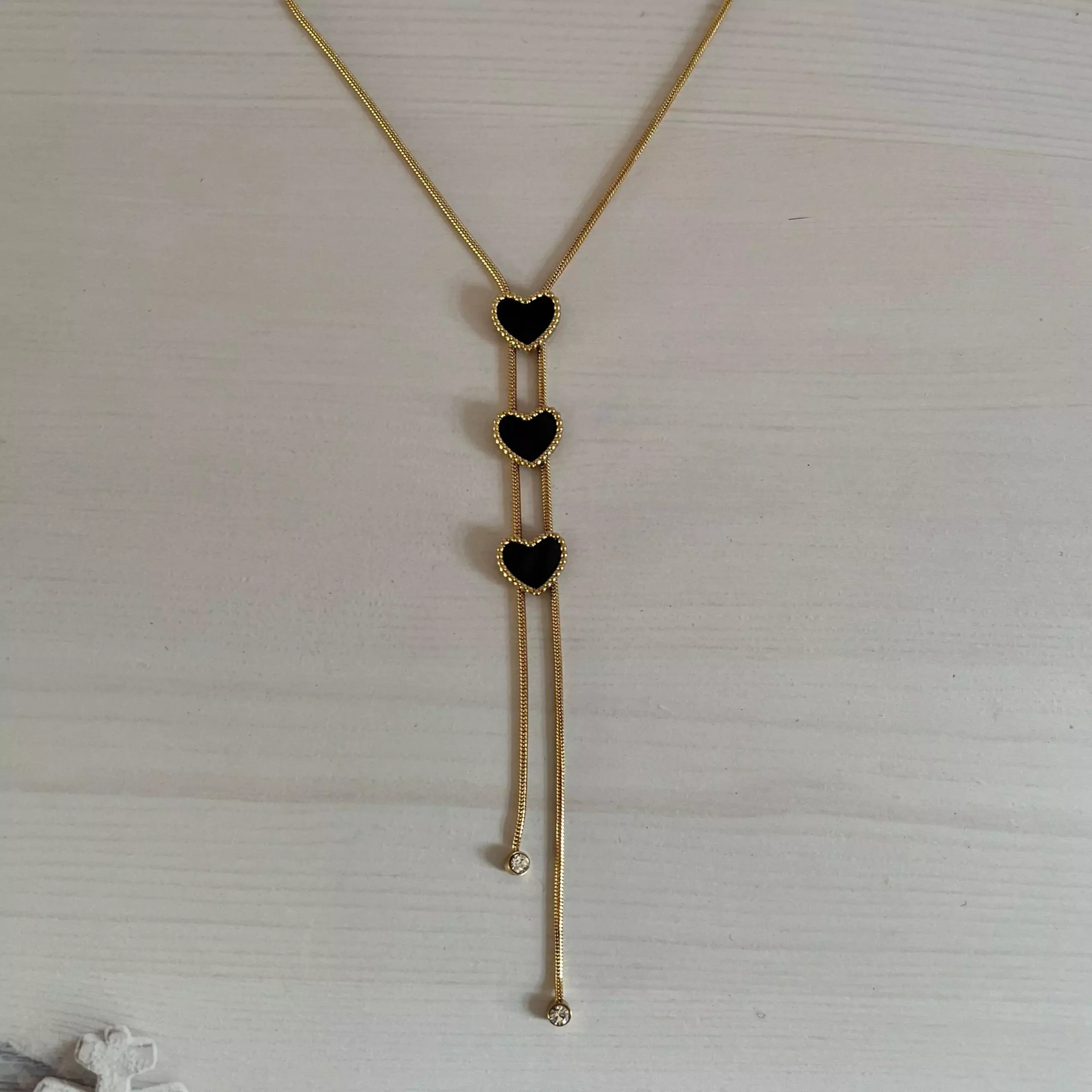 Black Hearts Long Necklace