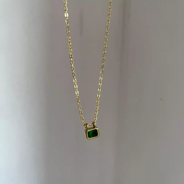 Mini Emerald Box Necklace - Image 2
